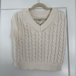 Abercrombie Knit Chunky Vest - Cream, Small